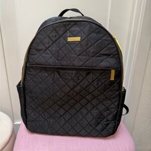 Joy & Iman Quilted Black Backpack with Gold Details Fits Laptop